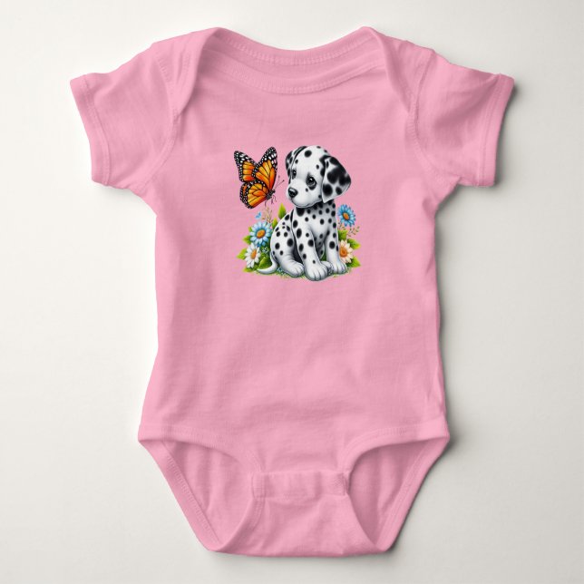 Body Para Bebé Amigos de Cute Dalmatian/Butterfly (Anverso)
