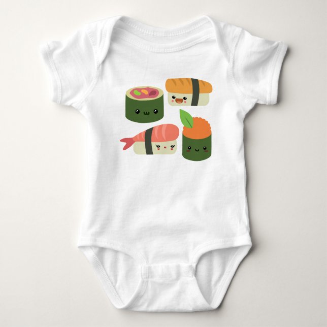 Body Para Bebé Amigos del sushi (Anverso)