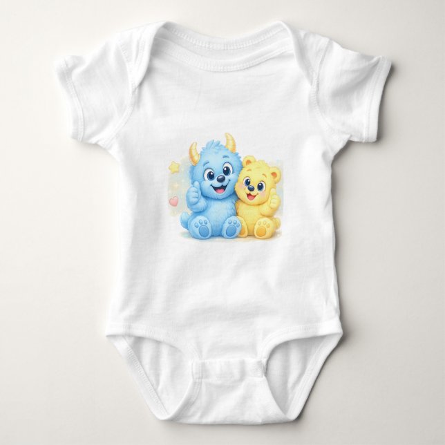 Body Para Bebé Amigos Pequeños Monstruos Dulce Dúo Pastel (Anverso)