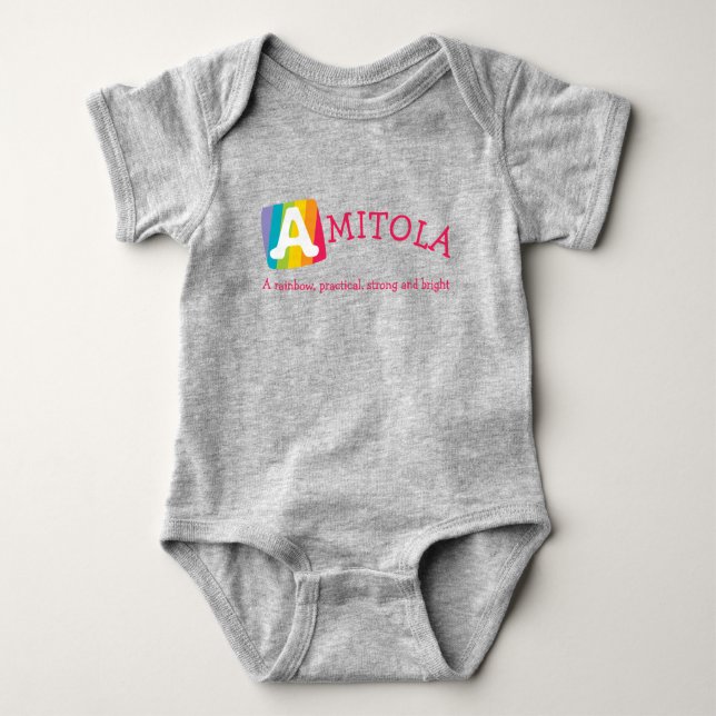 Body Para Bebé Amitola unisex arco iris nombre bebé (Anverso)