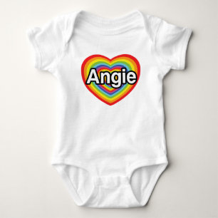 Body Para Bebé Amo a Angie, corazón del arco iris