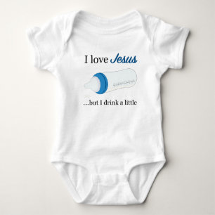 Body Para Bebé Amo a Jesús, pero bebo un poco. (Azul)