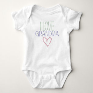 Body Para Bebé Amo a la abuela corazón de garabato lindo