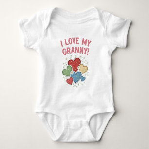 Body Para Bebé Amo a mi Abuela encantador Corazones estilo campes