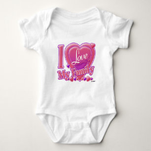 Body Para Bebé Amo a mi familia rosa/púrpura - corazón