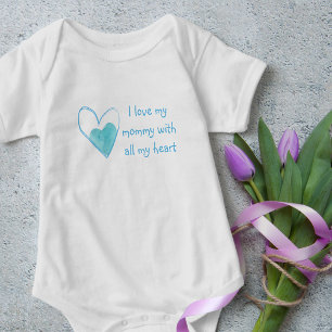 Body Para Bebé Amo A Mi Mamá Con Todo Mi Corazón - Azul