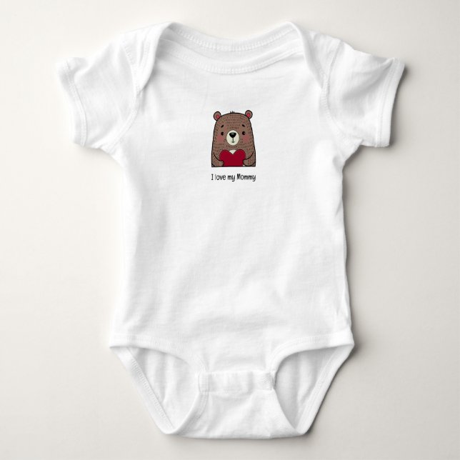 Body Para Bebé Amo a mi Mamá, Oso Pardo Personalizado (Anverso)