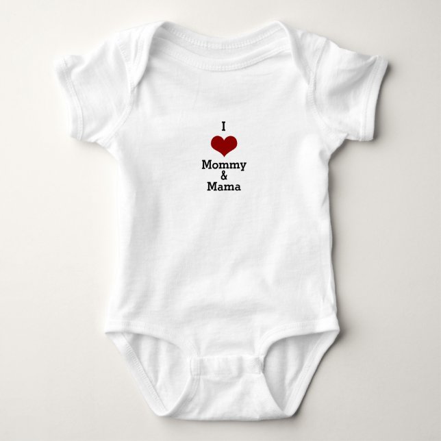 Body Para Bebé Amo a mi mamá y a mi mamá el corazón rojo (Anverso)
