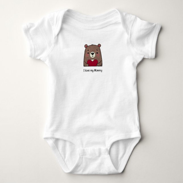 Body Para Bebé Amo A Mi Mami, Personalizado De Oso Marrón (Anverso)