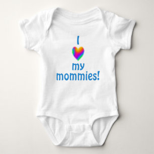 Body Para Bebé Amo a mis mamas Rainbow Heart Baby Bodysuit