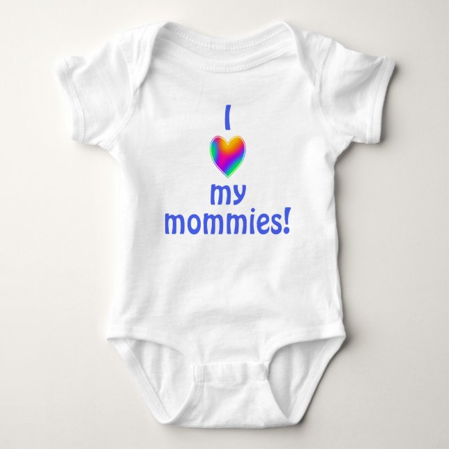 Body Para Bebé Amo a mis mamas Rainbow Heart Baby Bodysuit (Anverso)