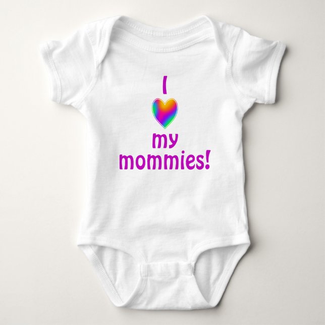 Body Para Bebé Amo a mis mamas Rainbow Heart Baby Bodysuit (Anverso)