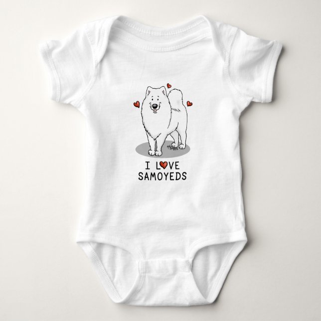 Body Para Bebé Amo a Samoyeds - Perro lindo (Anverso)