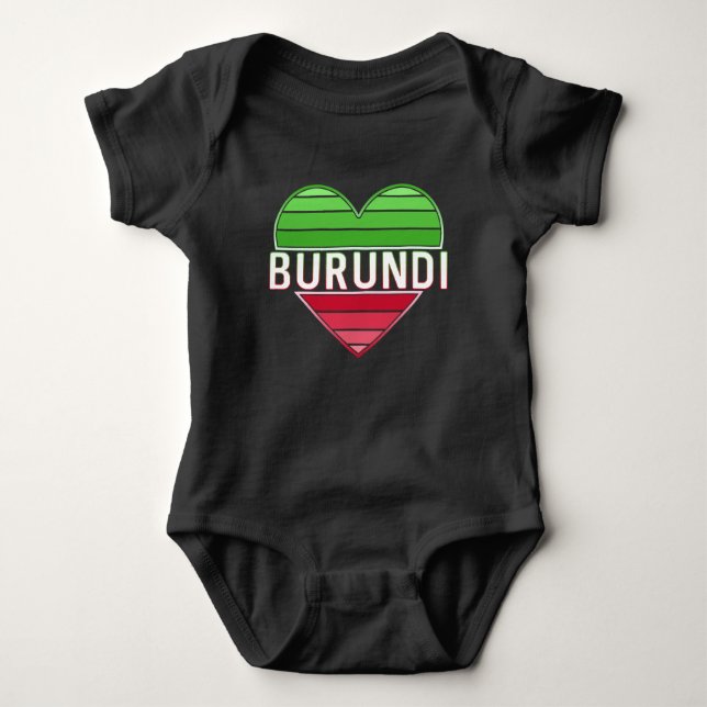 Body Para Bebé Amo Burundi, corazón burundiano (Anverso)