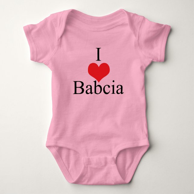 Body Para Bebé Amo (corazón) Babcia (Anverso)
