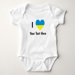Body Para Bebé Amo (Corazón Bandera de Ucrania) Texto Personaliza