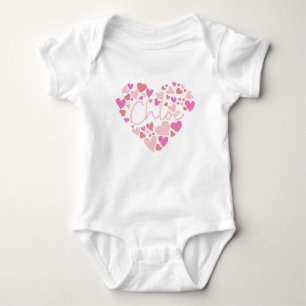 Body Para Bebé Amo corazones de Chloe en rosa
