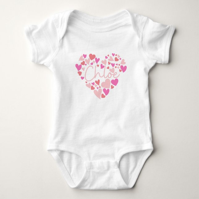 Body Para Bebé Amo corazones de Chloe en rosa (Anverso)