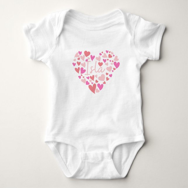 Body Para Bebé Amo corazones de Isla en rosa (Anverso)