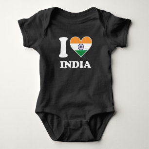 Body Para Bebé Amo el corazón indio de la bandera de la India