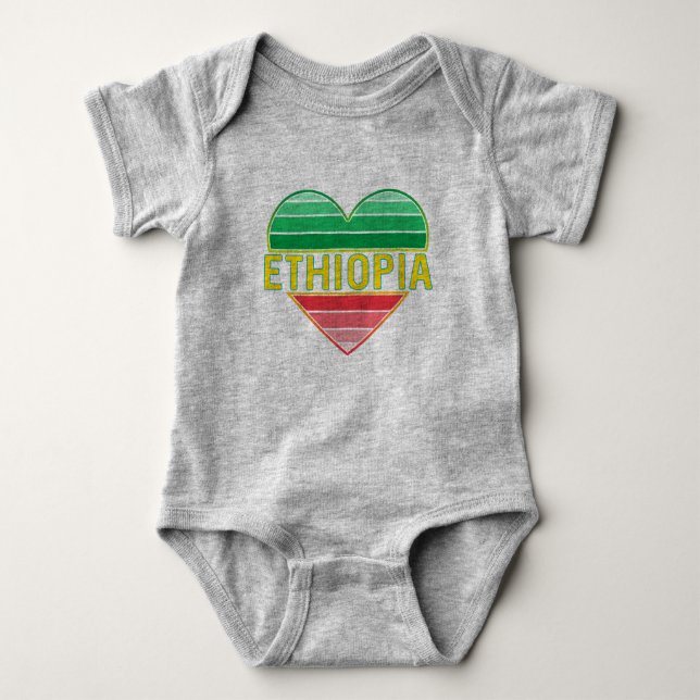 Body Para Bebé Amo Etiopía, corazón etíope (Anverso)