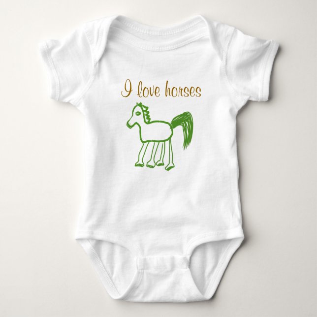 Body Para Bebé Amo la camiseta infantil de caballos (Anverso)
