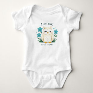 Body Para Bebé Amo los búhos y me gustan 2 humanos" - Diseño de b