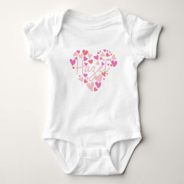 Body Para Bebé Amo los corazones de Hazel en rosa (Anverso)