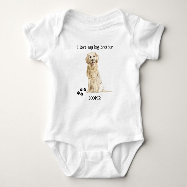 Body Para Bebé Amo Mi Gran Hermano Golden Retriever Dog Baby (Anverso)