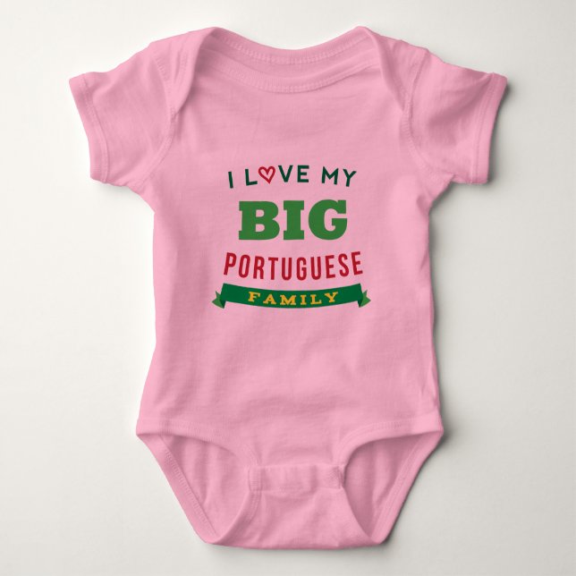 Body Para Bebé Amo mi identificación portuguesa grande de la (Anverso)