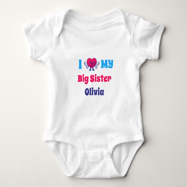 Body Para Bebé Amo mi nombre de hermana mayor personalizado (Anverso)