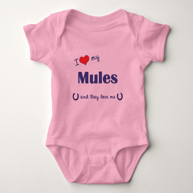 Body Para Bebé Amo mis mulas (las mulas múltiples) (Anverso)