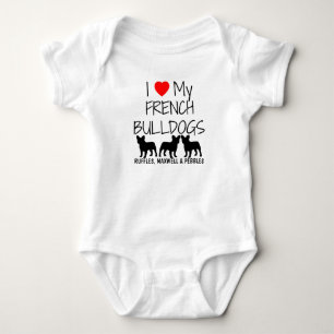 Body Para Bebé Amo Mis Tres Bulldoges Franceses