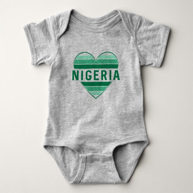 Body Para Bebé Amo Nigeria, corazón nigeriano (Anverso)