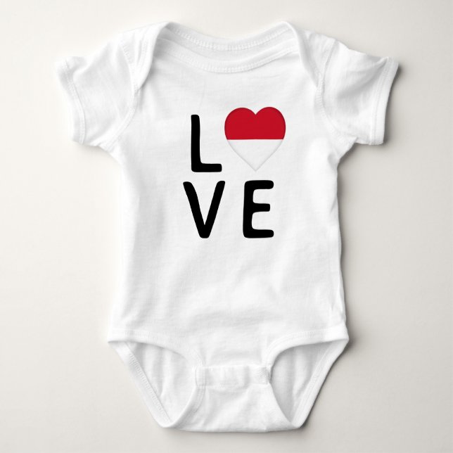 Body Para Bebé Amor - Bandera de Indonesia (Anverso)
