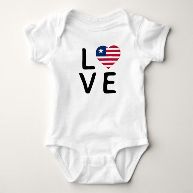 Body Para Bebé Amor - Bandera de Liberia (Anverso)