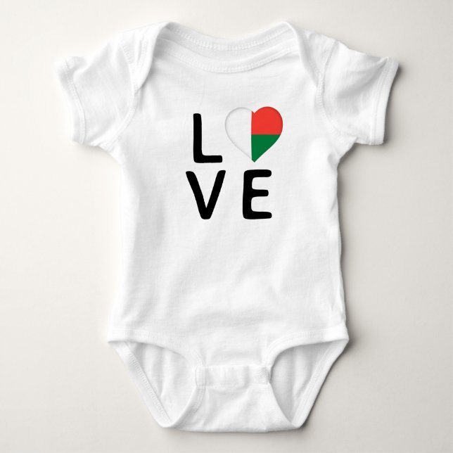 Body Para Bebé Amor - Bandera de Madagascar (Anverso)