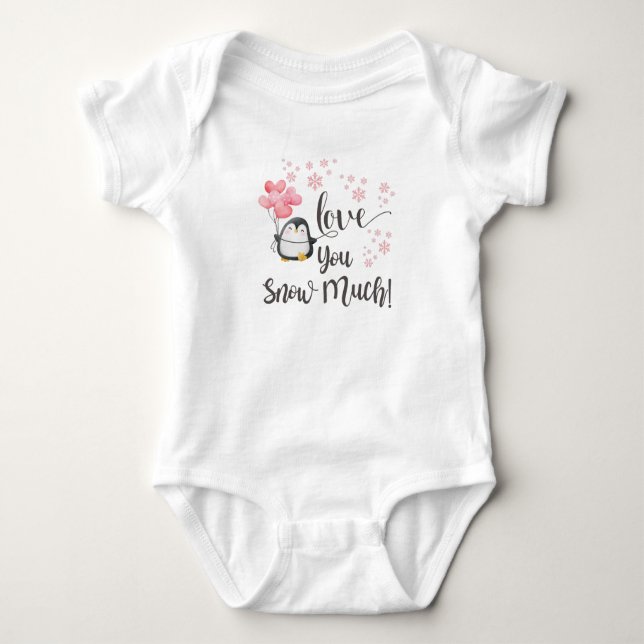 Body Para Bebé Amor - Cute San Valentín pingüino personalizado (Anverso)