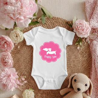 Body Para Bebé Amor de cachorro rosa Dachshund 