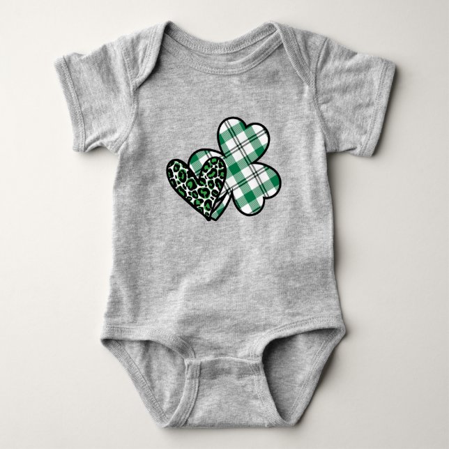 Body Para Bebé Amor de impresión de leopardo verde Shamrock (Anverso)