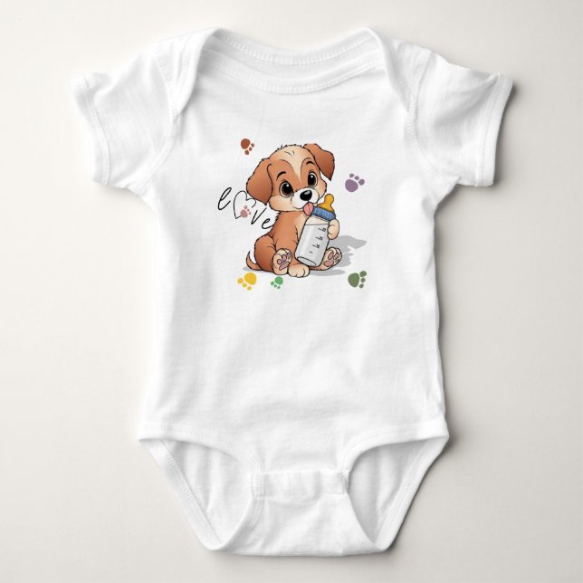 Body Para Bebé Amor de Pata Cachorro Adorable (Anverso)