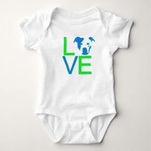 Body Para Bebé Amor del pitbull - verde de neón y azul