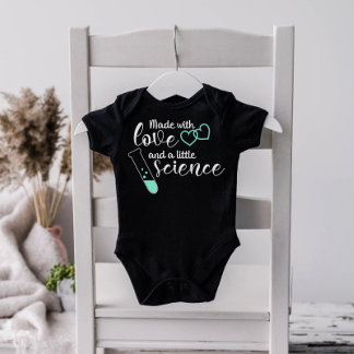 Body Para Bebé Amor y ciencia FIV Cita Mint Green White Text