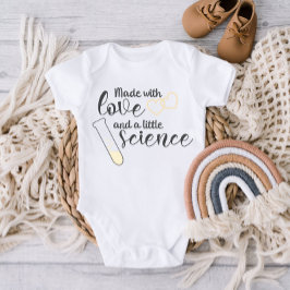 Body Para Bebé Amor y ciencia FIV Cita texto negro amarillo