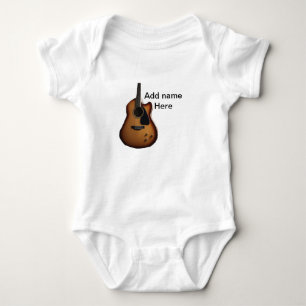 Body Para Bebé Añadir el nombre texto guitarra acústica marrón ed