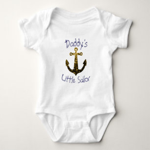 Body Para Bebé Ancla Brillante Papá Pequeño Marinero Personalizad