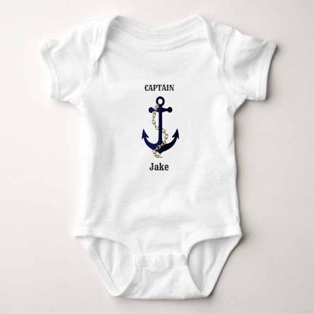 Body Para Bebé Anclaje marino, cadena, personalizado (Anverso)