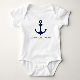 Body Para Bebé Anclaje náutico azul de la Marina Personalizada