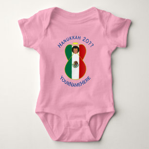 Body Para Bebé Ángel Mexicano Bandera de Hanukkah Personalizado p