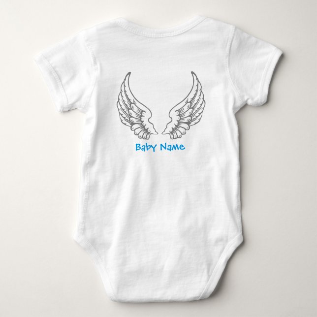 Body Para Bebé Angel Wings Baby Nombre Blue Bodysuit Gray (Reverso)